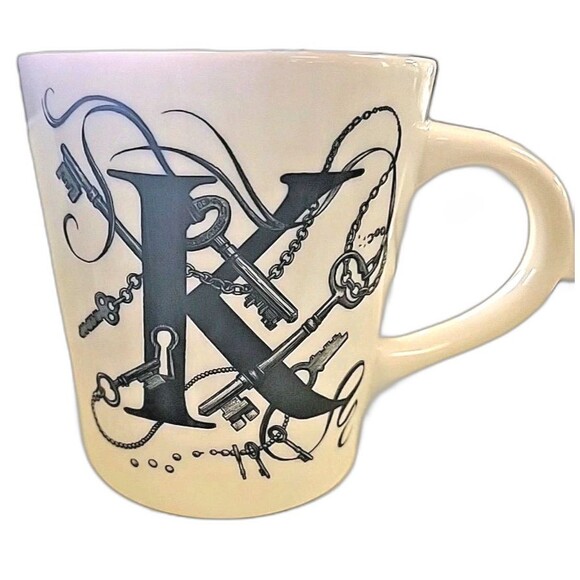 Williams Sonoma Rory Dobner Monogram Initial K Keyhole Chaos Coffee Mug Cup - Picture 1 of 4